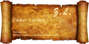 Zádor Lóránt névjegykártya